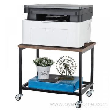 Under Desk Rolling Printer Cart with Storage Shelf